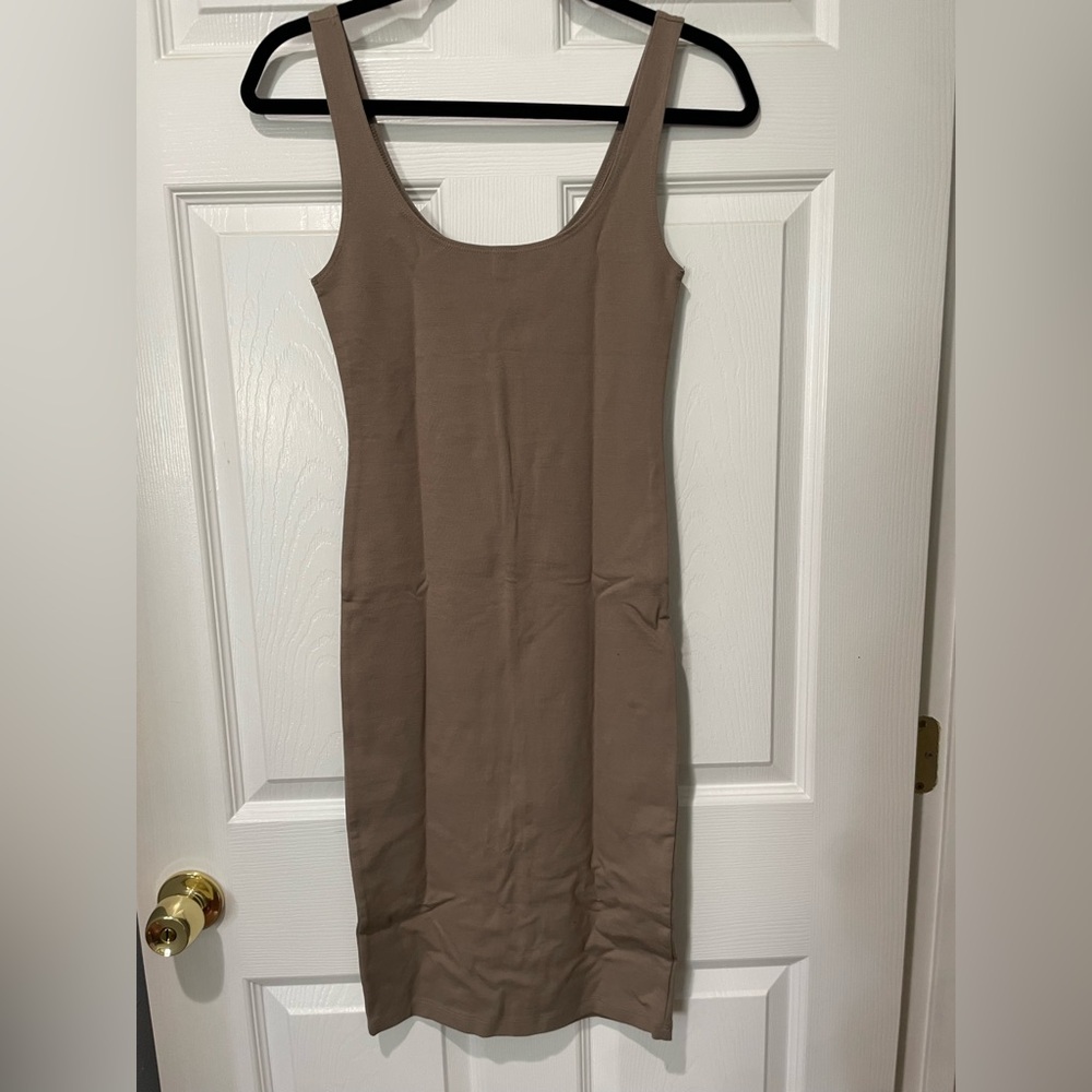 Brown taupe bodycon midi dress forever 21 f21